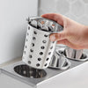 Silverware Cylinder, Perforated, Stainless Steel