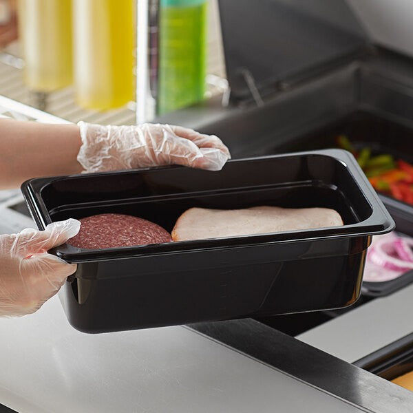 Plastic Food Pan, Black, 4" Deep