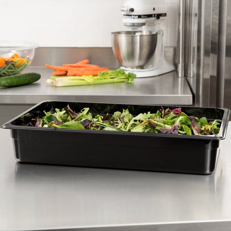 Plastic Food Pan, Black, 4" Deep